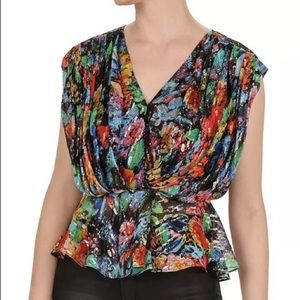 The Kooples silk lurex peplum top